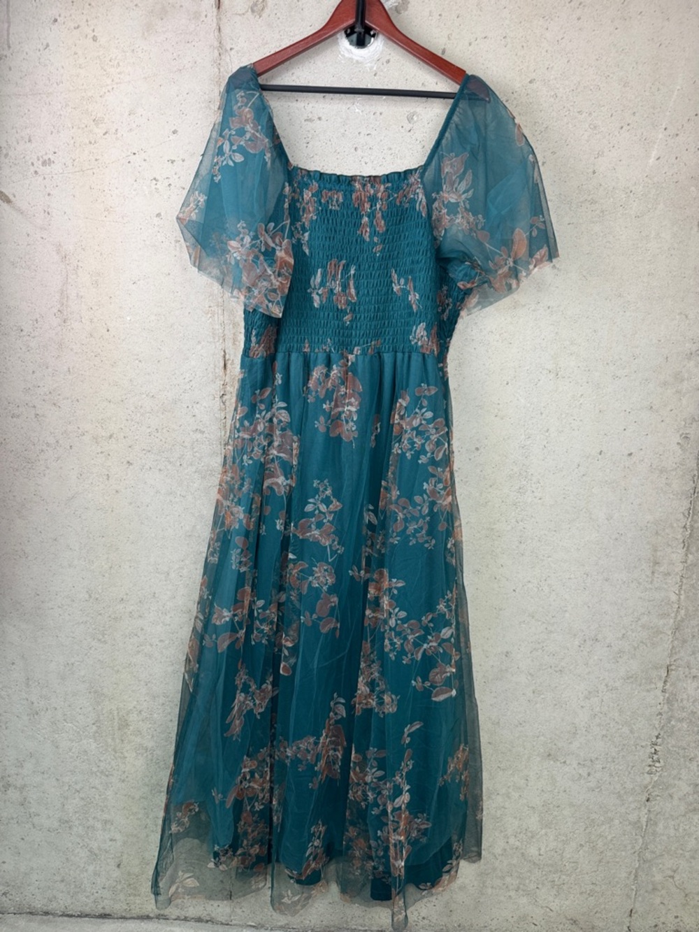 Baltic Born Cassandra Tulle Maxi Dress Size 3XL Teal Floral Mesh - Picture 5 of 5